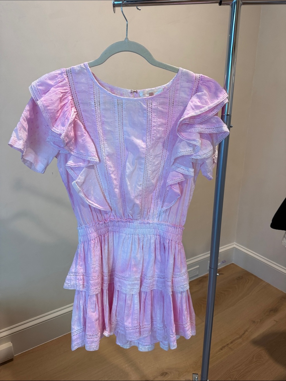 Loveshack Fancy Natasha Mini Dress Peony Pink XS